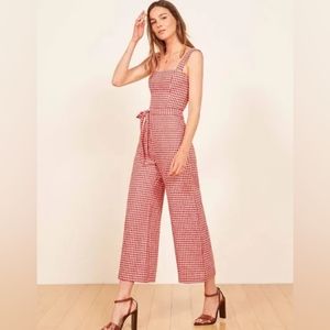 NWT Reformation Birch Jumpsuit Linen May Check Red Gingham plaid Size 4